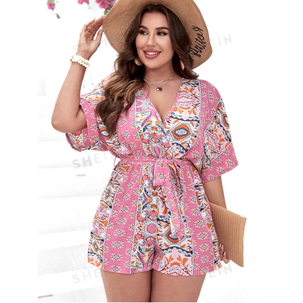 Shein Tropical Romper, Euc